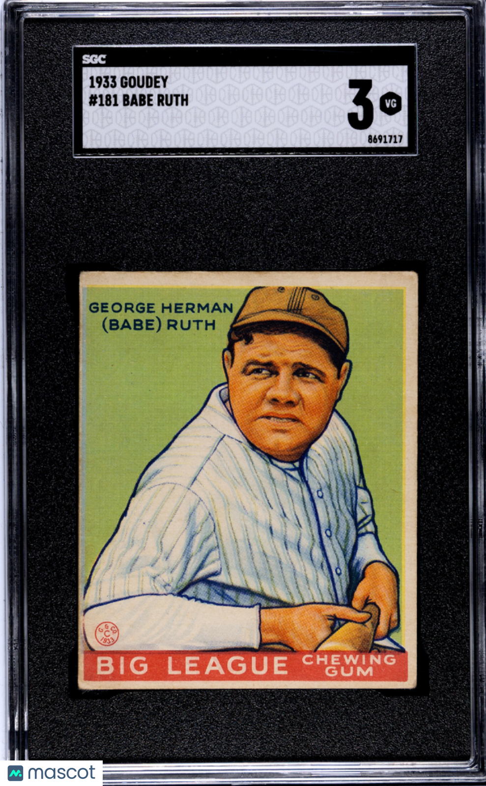 1933 Goudey Babe Ruth #181 SGC 3