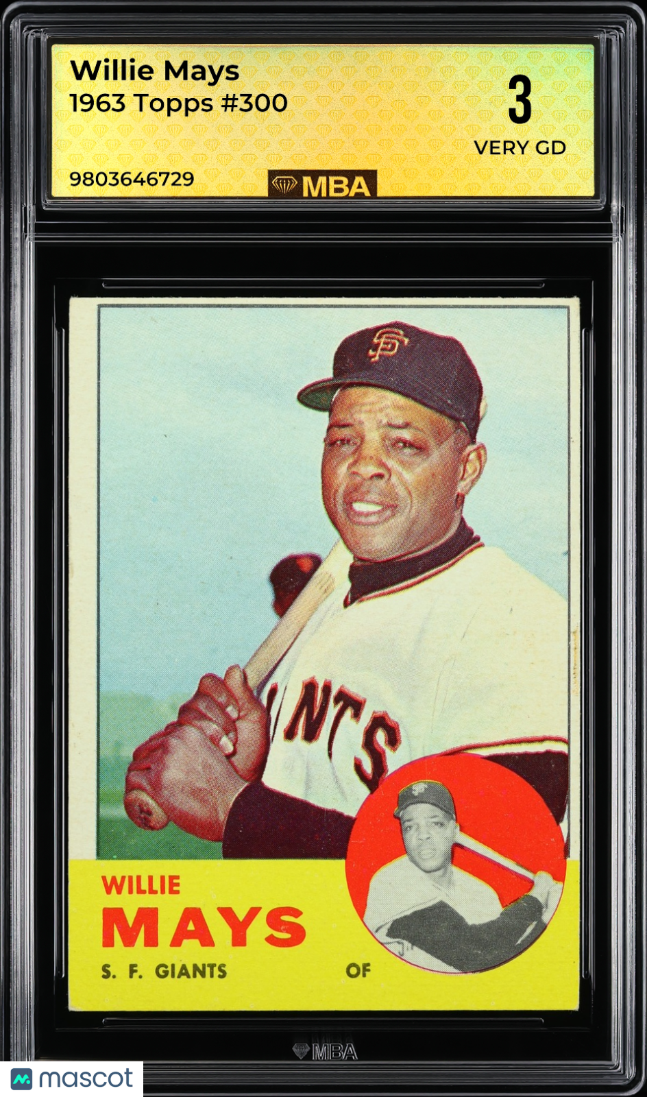 1963 Topps Willie Mays #300 MBA 3