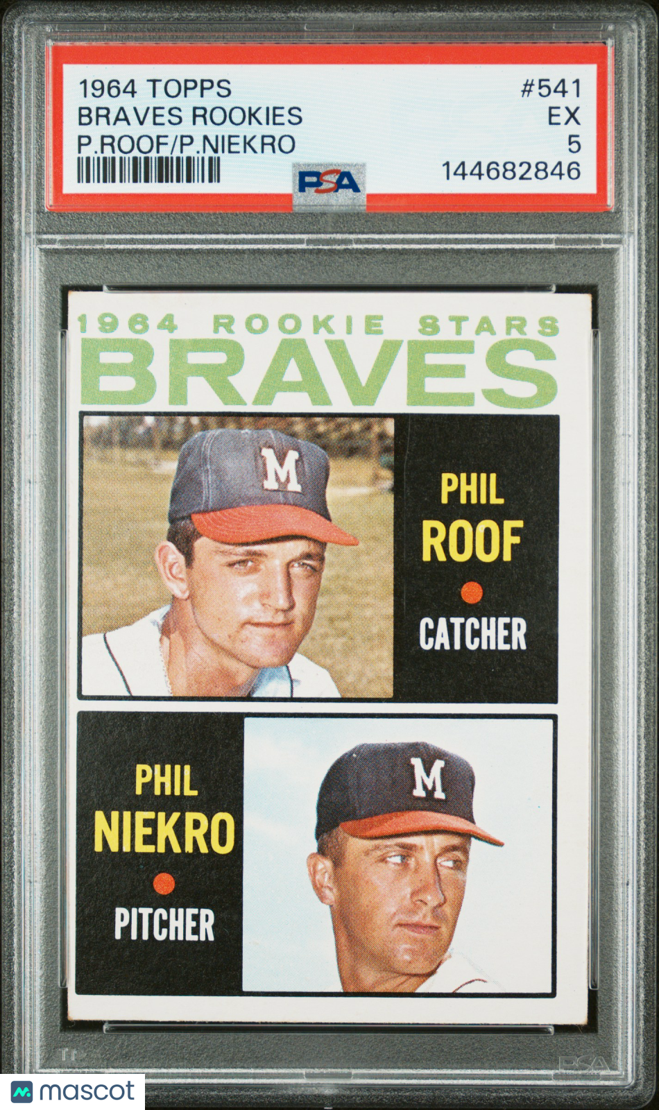 1964 Topps Braves Rookies #541 P. Roof P. Niekro PSA 5