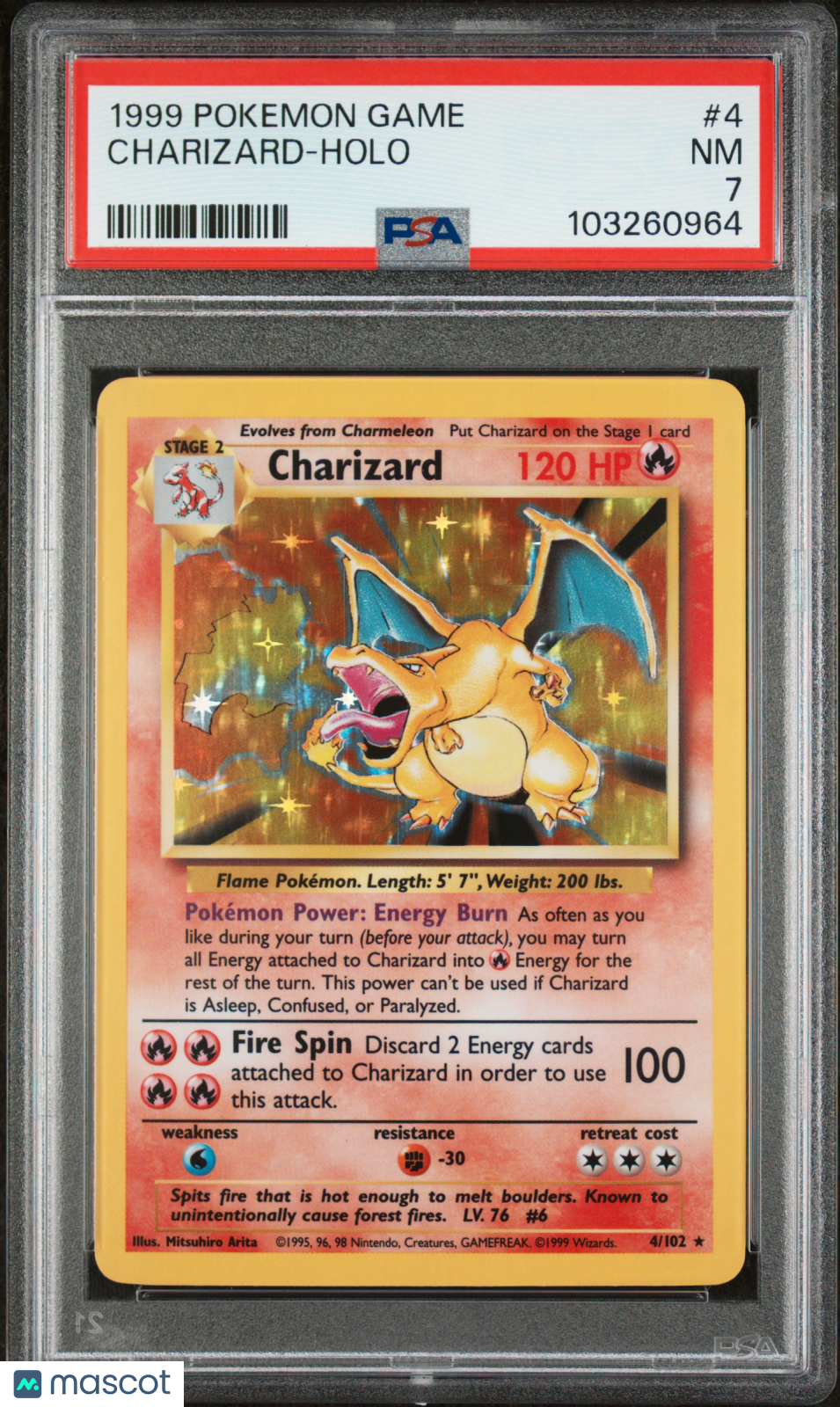 1999 Pokemon Game Charizard Holo PSA 7 #4