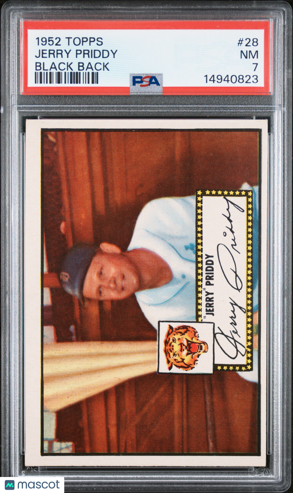 1952 Topps Jerry Priddy #28 Black Back PSA 7