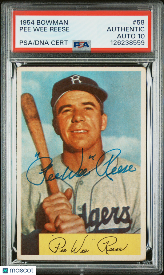 1954 Bowman Pee Wee Reese #58 PSA A Auto 10