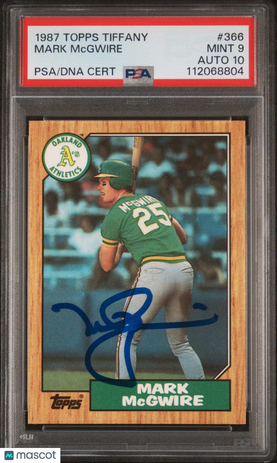 1987 Topps Tiffany Mark Mcgwire #366 PSA 9 Auto 10