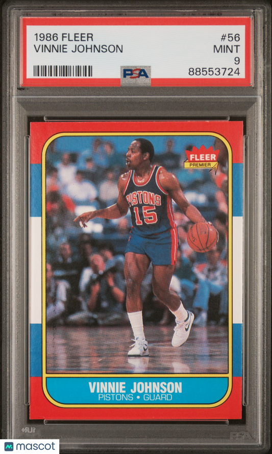 1986 Fleer Vinnie Johnson #56 PSA 9