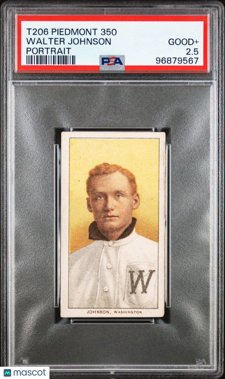 1909-11 T206 Piedmont 350 Walter Johnson Portrait PSA 2.5