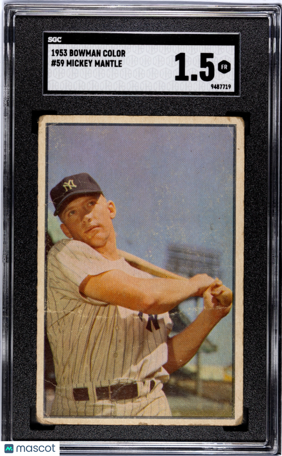 1953 Bowman Color Mickey Mantle #59 SGC 1.5
