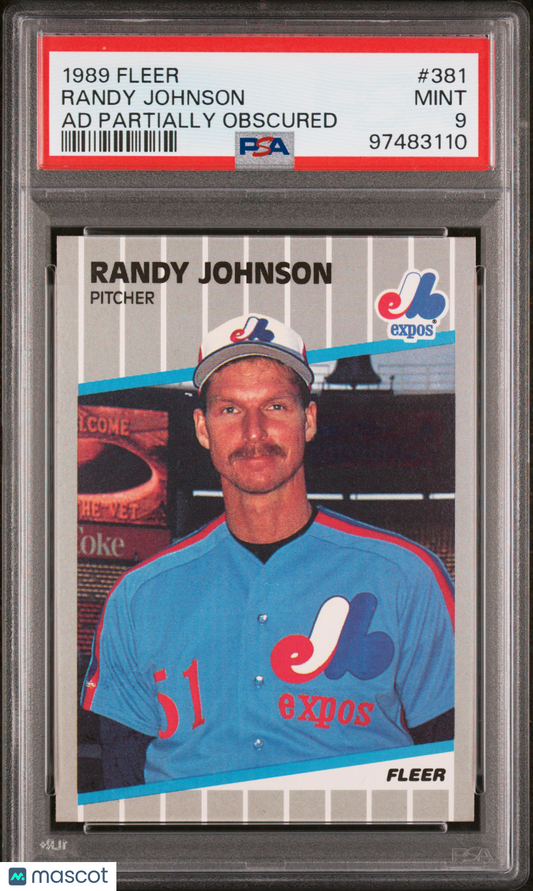 1989 Fleer Randy Johnson #381 Ad Partially Obscured PSA 9