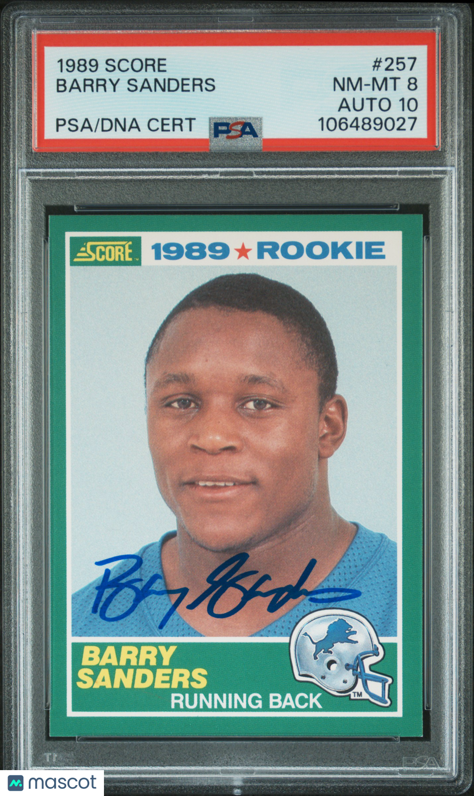 1989 Score Barry Sanders #257 PSA 8 Auto 10