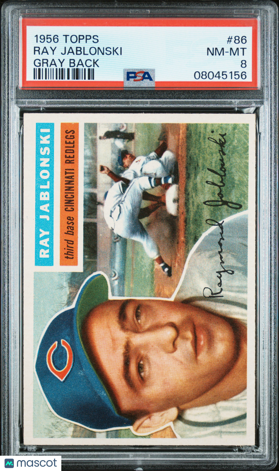 1956 Topps Ray Jablonski #86 Gray Back PSA 8