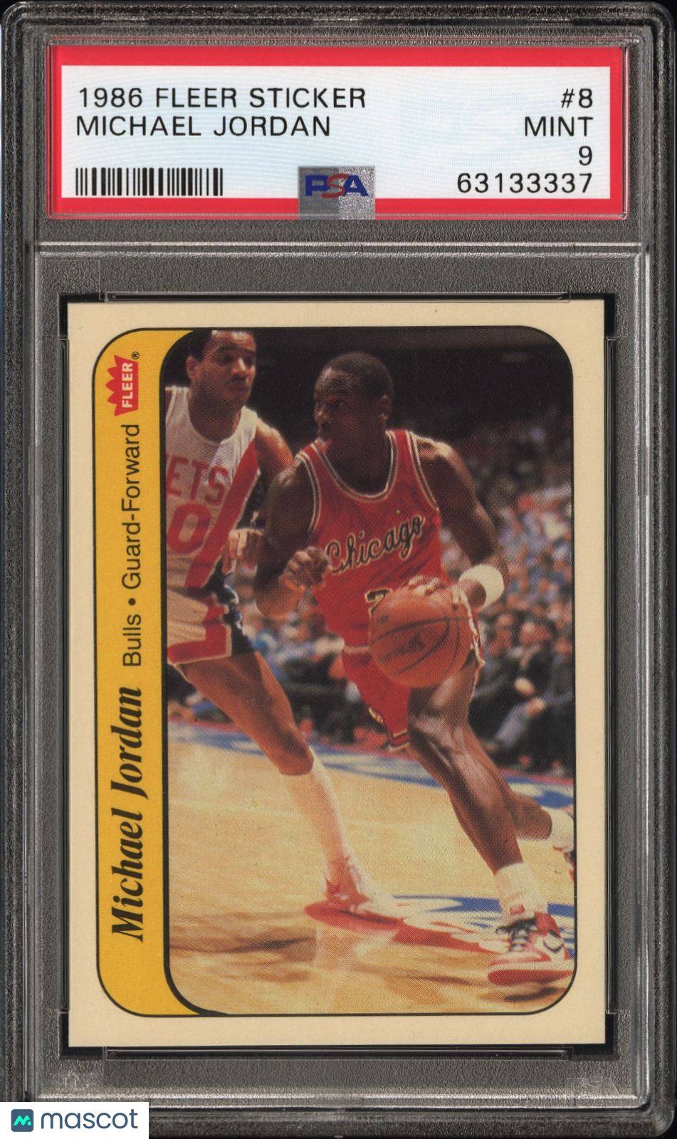 1986 Fleer Sticker Michael Jordan #8 PSA 9