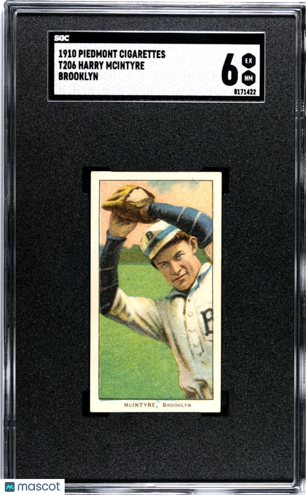 1910 Piedmont Cigarettes (T206) Harry Mcintyre Brooklyn SGC 6