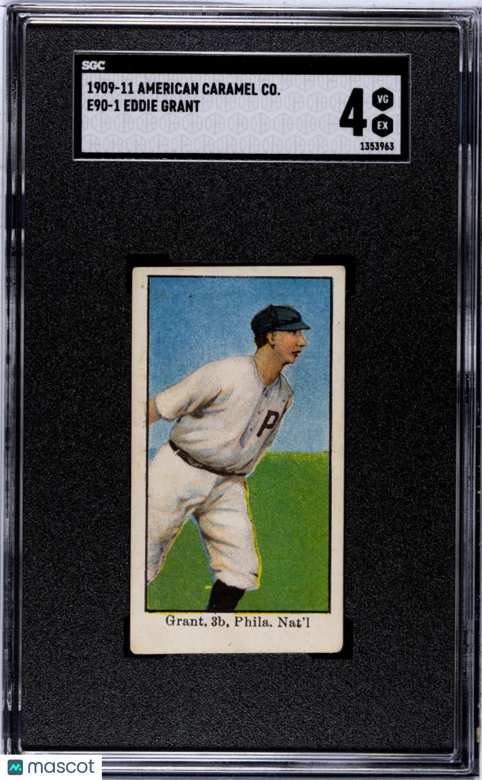 1909 American Caramel Co. (E90-1) Eddie Grant SGC 4