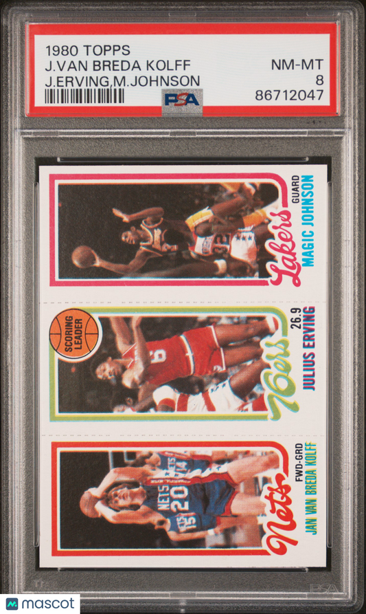 1980 Topps J. Van Breda Kolff J. Erving,M. Johnson PSA 8