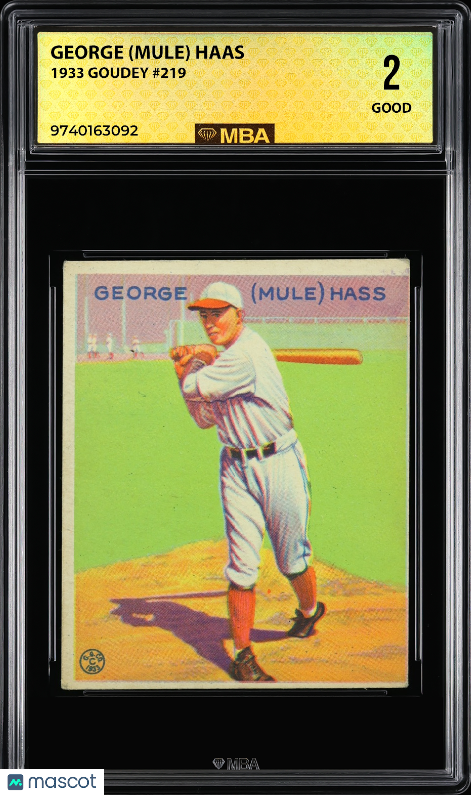 1933 Goudey George (Mule) Haas #219 MBA 2
