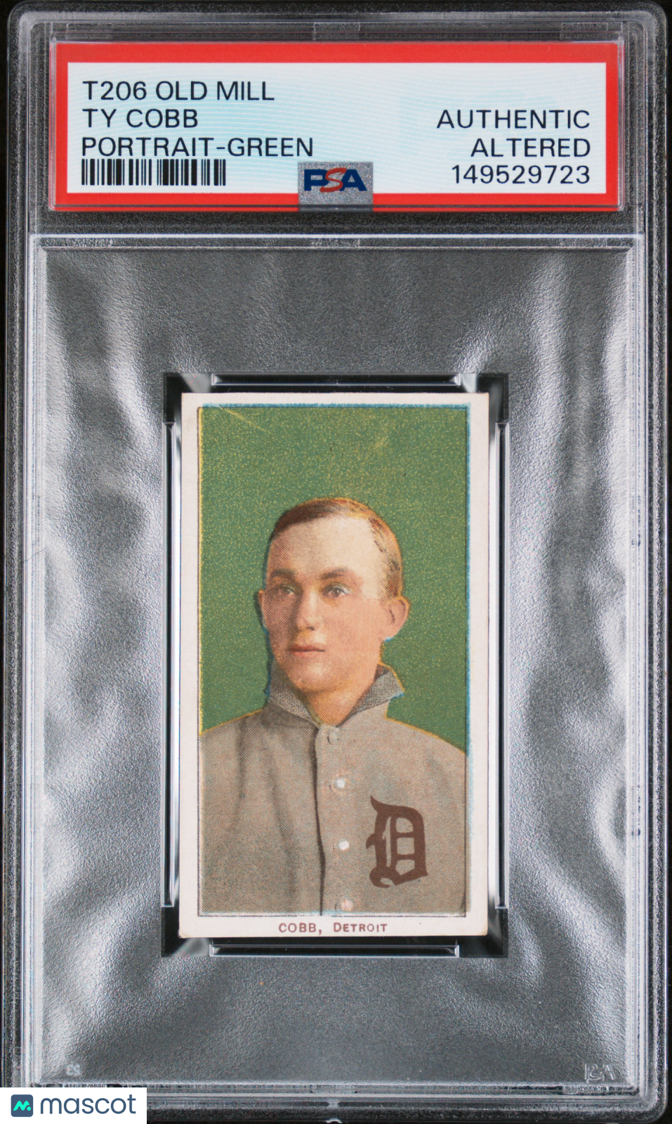 1909-11 T206 Old Mill Ty Cobb Portrait Green PSA A