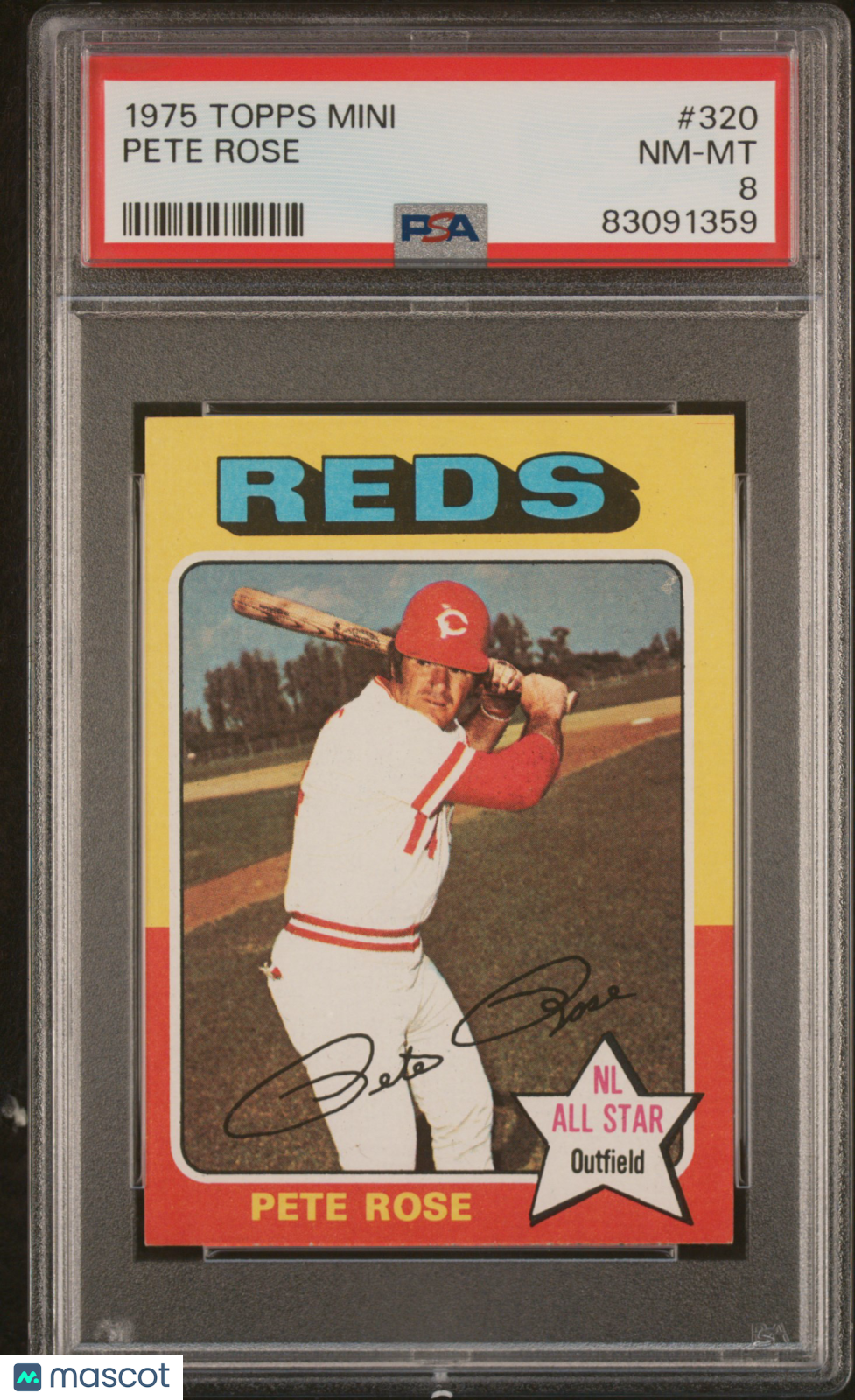 1975 Topps Mini Pete Rose #320 PSA 8