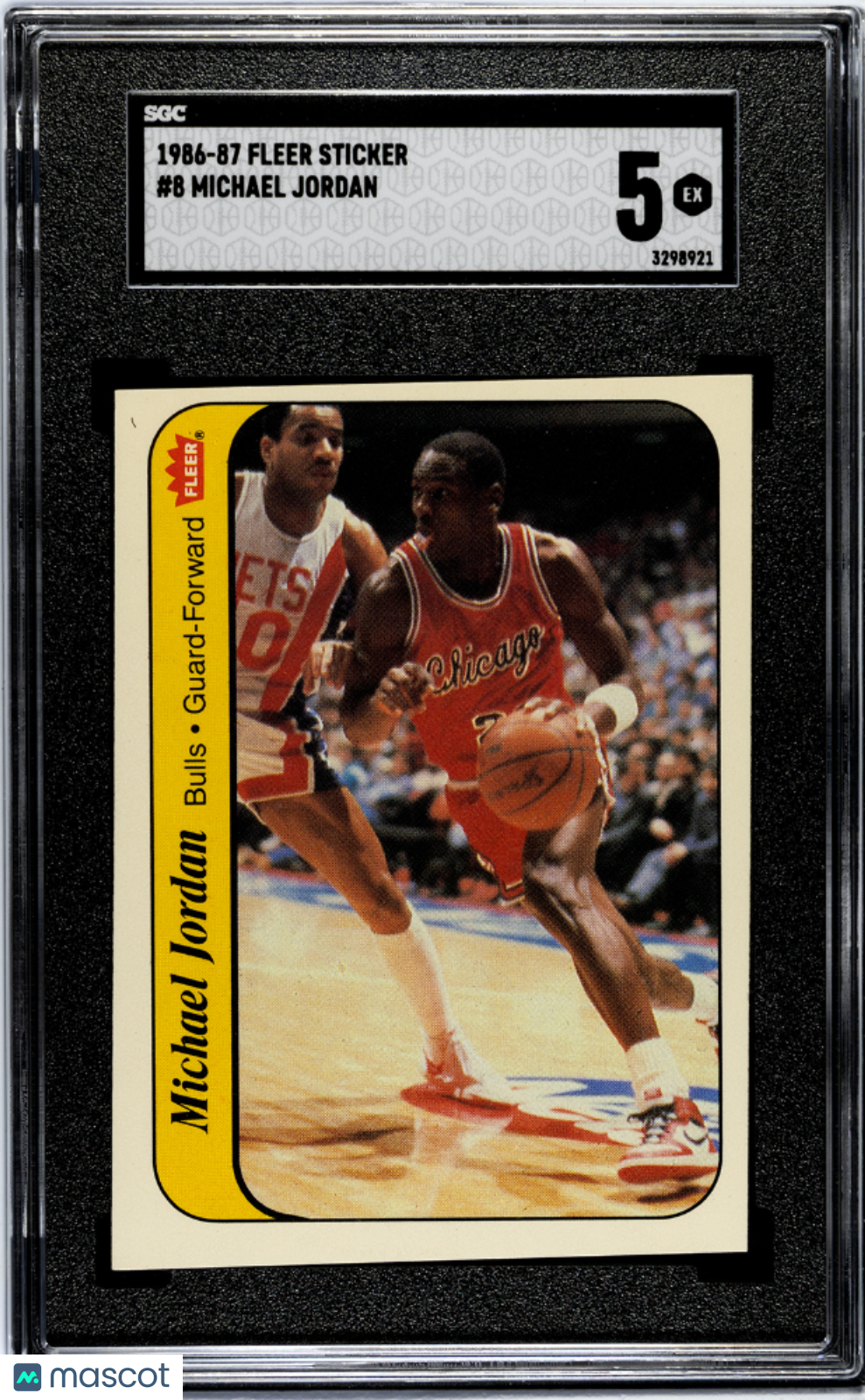 1986 Fleer Sticker Michael Jordan #8 SGC 5
