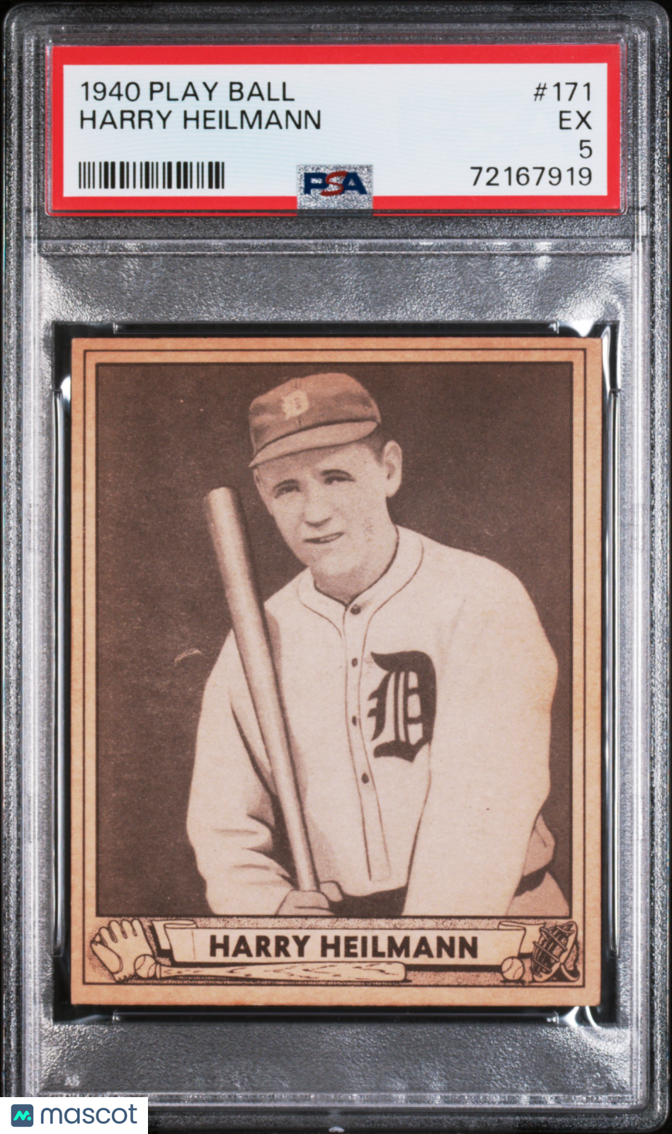 1940 Play Ball Harry Heilmann #171 PSA 5