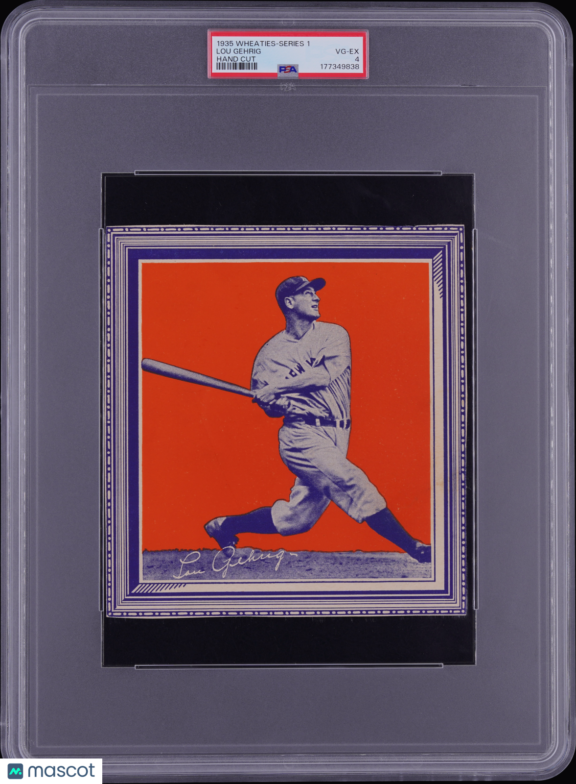 1935 Wheaties-Series 1 Hand Cut Lou Gehrig PSA 4