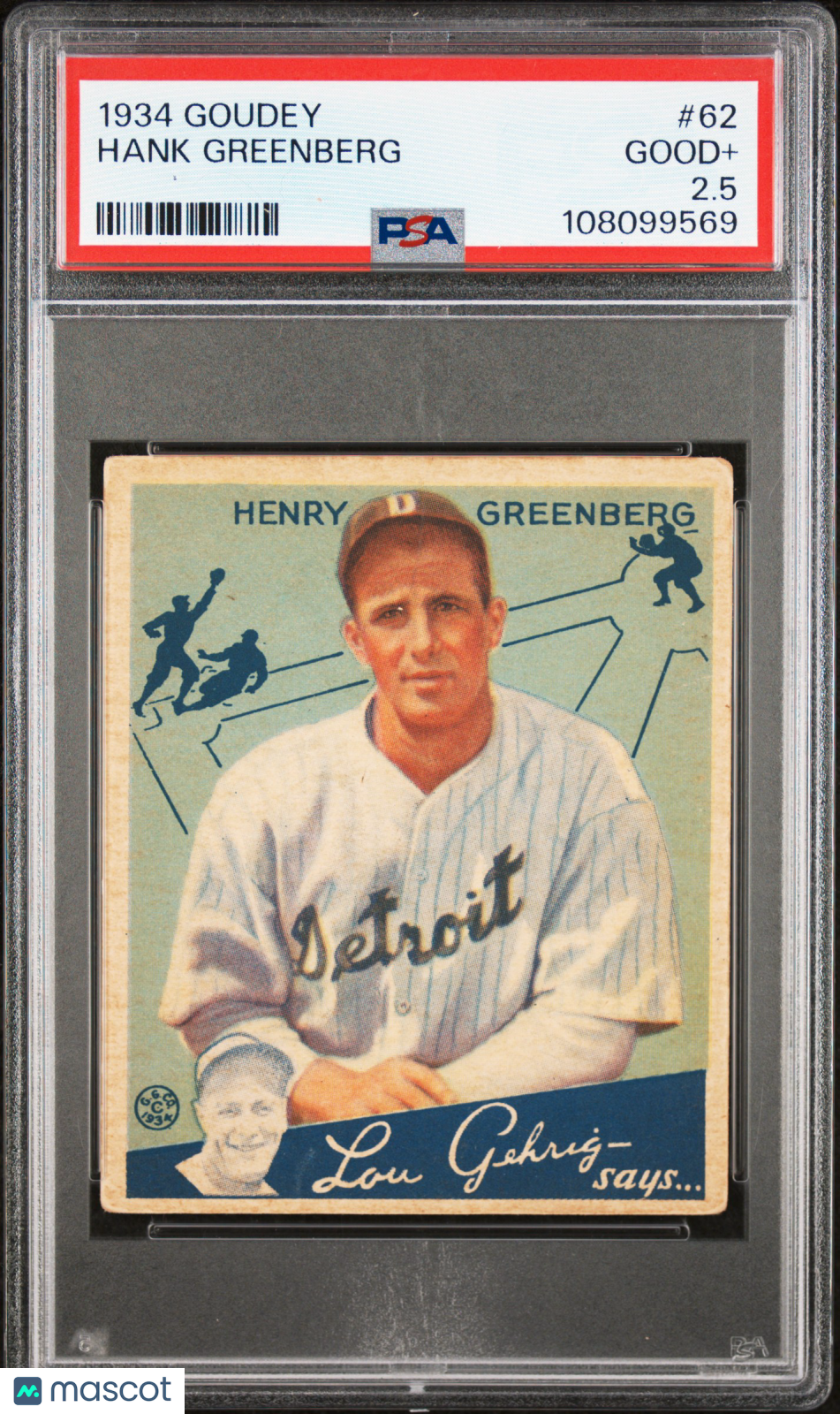 1934 Goudey Hank Greenberg #62 PSA 2.5
