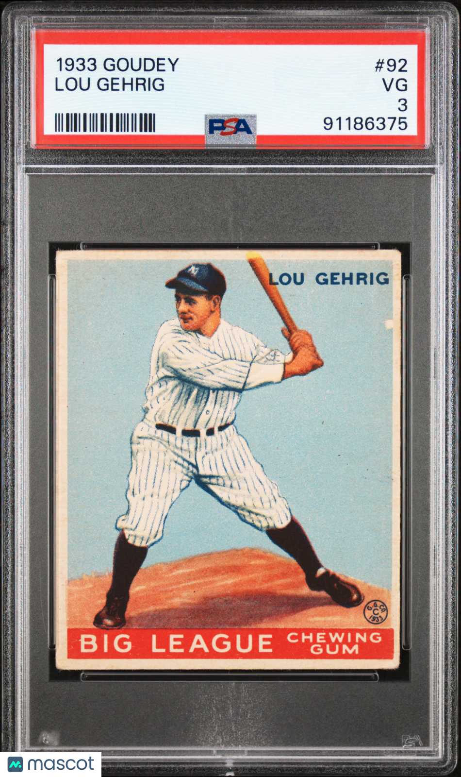 1933 Goudey Lou Gehrig #92 PSA 3