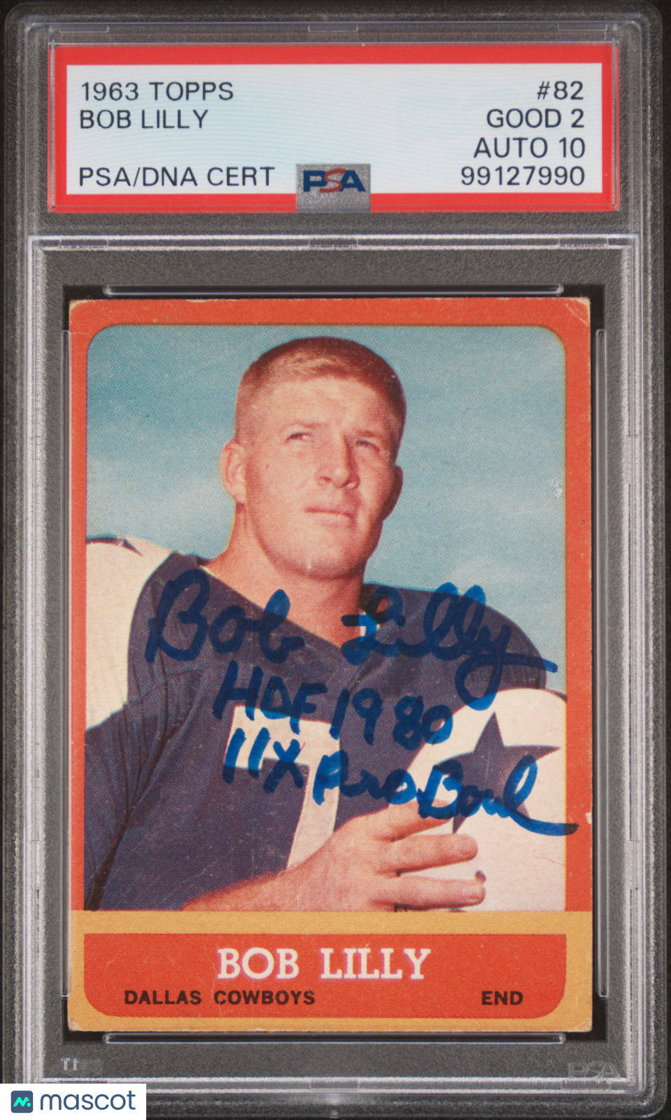 1963 Topps Bob Lilly #82 PSA 2 Auto 10