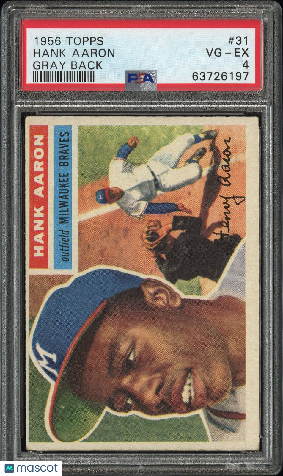 1956 Topps Hank Aaron #31 Gray Back PSA 4