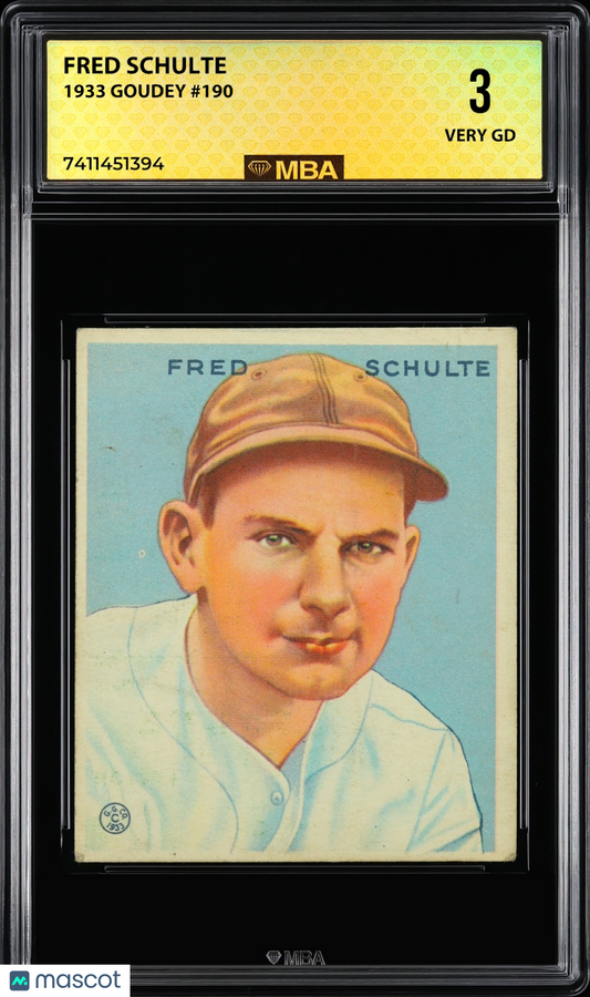 1933 Goudey Fred Schulte #190 MBA 3
