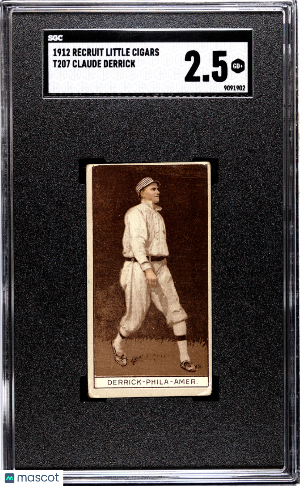 1912 Recruit Little Cigars (T207) Claude Derrick SGC 2.5