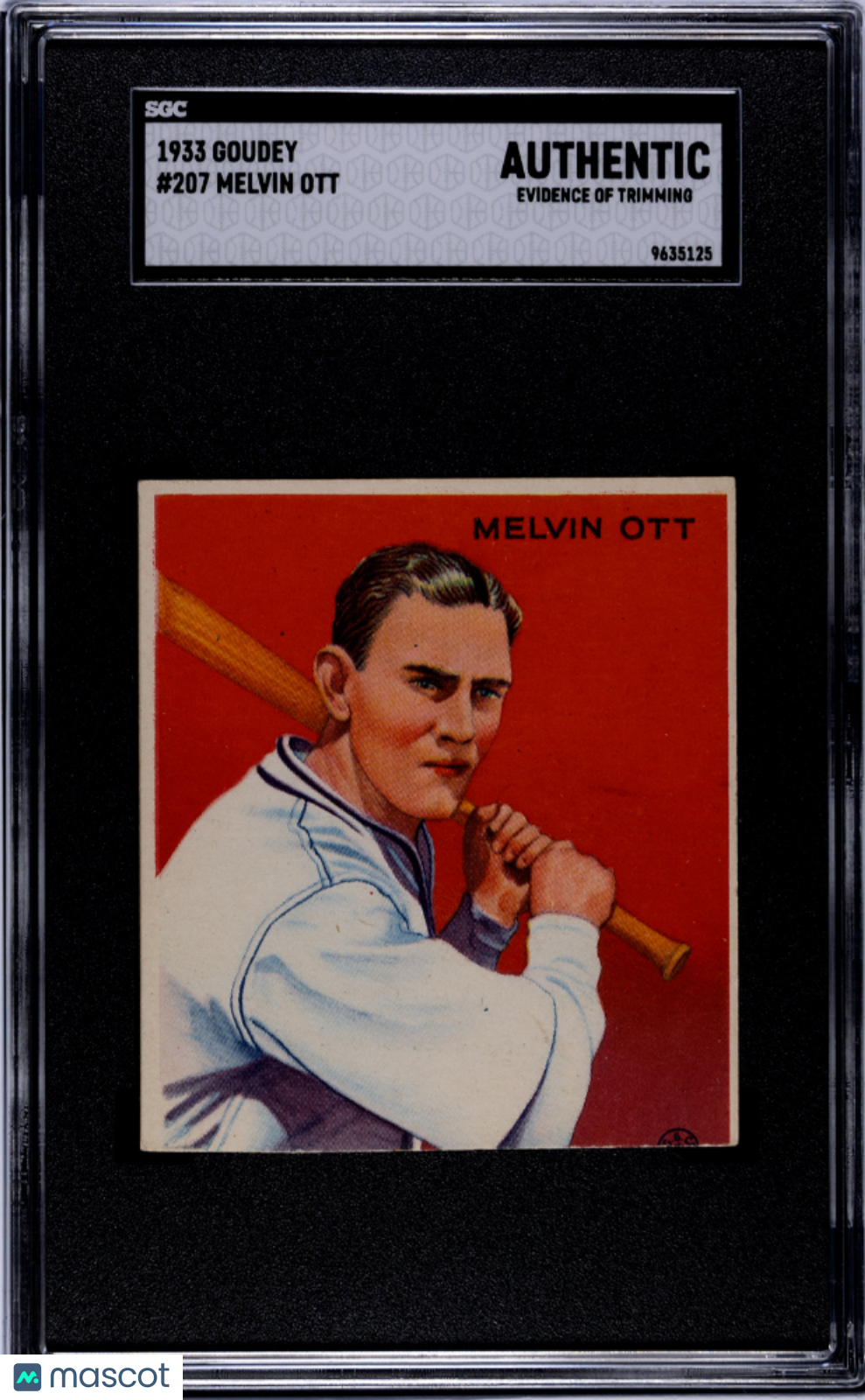 1933 Goudey Melvin Ott #207 SGC A