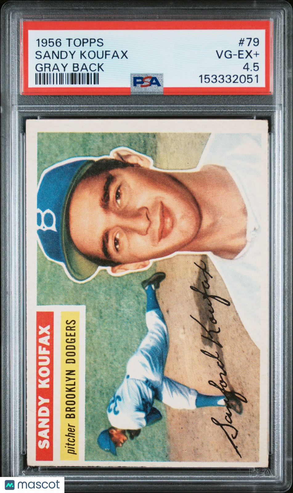 1956 Topps Sandy Koufax #79 Gray Back PSA 4.5