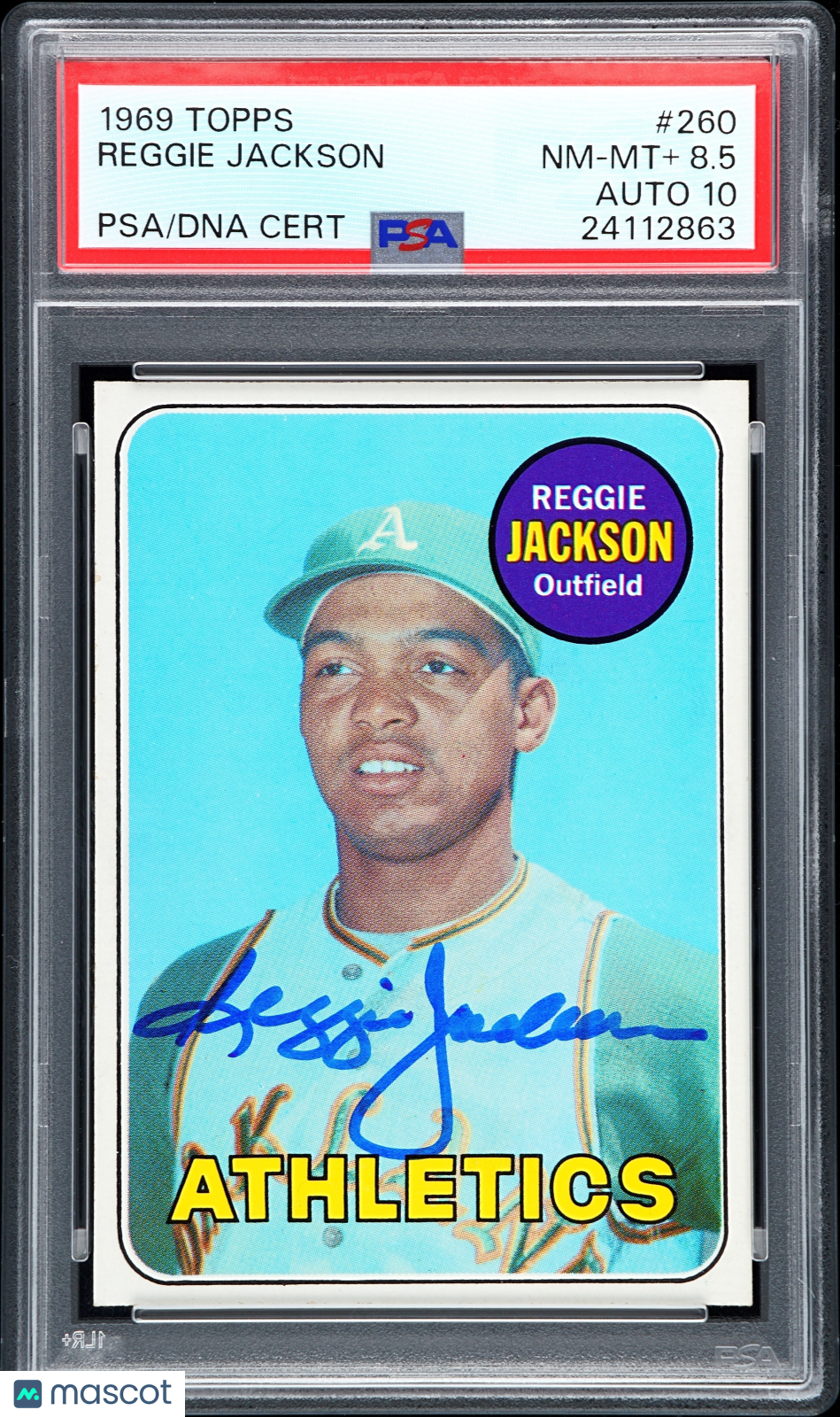 1969 Topps Reggie Jackson #260 PSA 8.5 Auto 10
