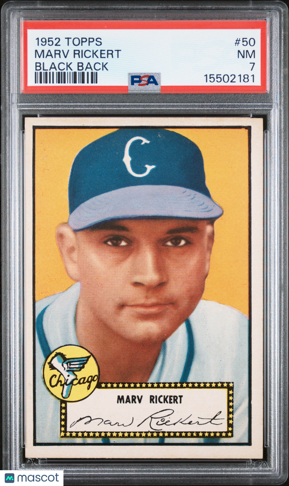 1952 Topps Marv Rickert #50 Black Back PSA 7