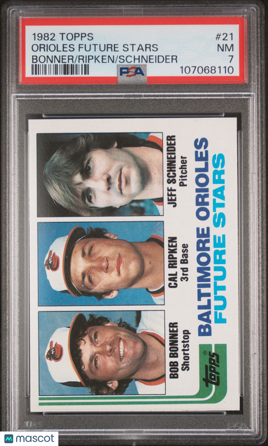 1982 Topps Orioles Future Stars #21 Bonner Ripken Schneider PSA 7