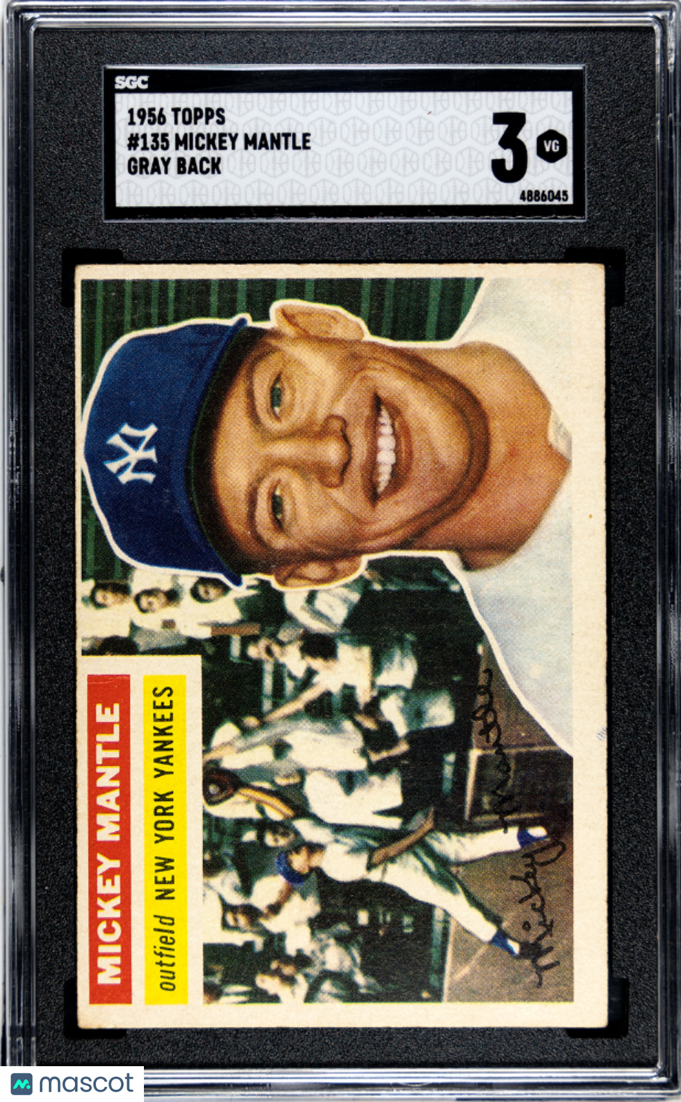 1956 Topps Mickey Mantle #135 Gray Back SGC 3