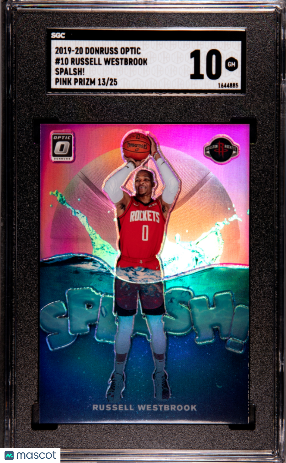 2019 Donruss Optic Russell Westbrook #10 Spalsh! Pink Prizm 25 SGC 10