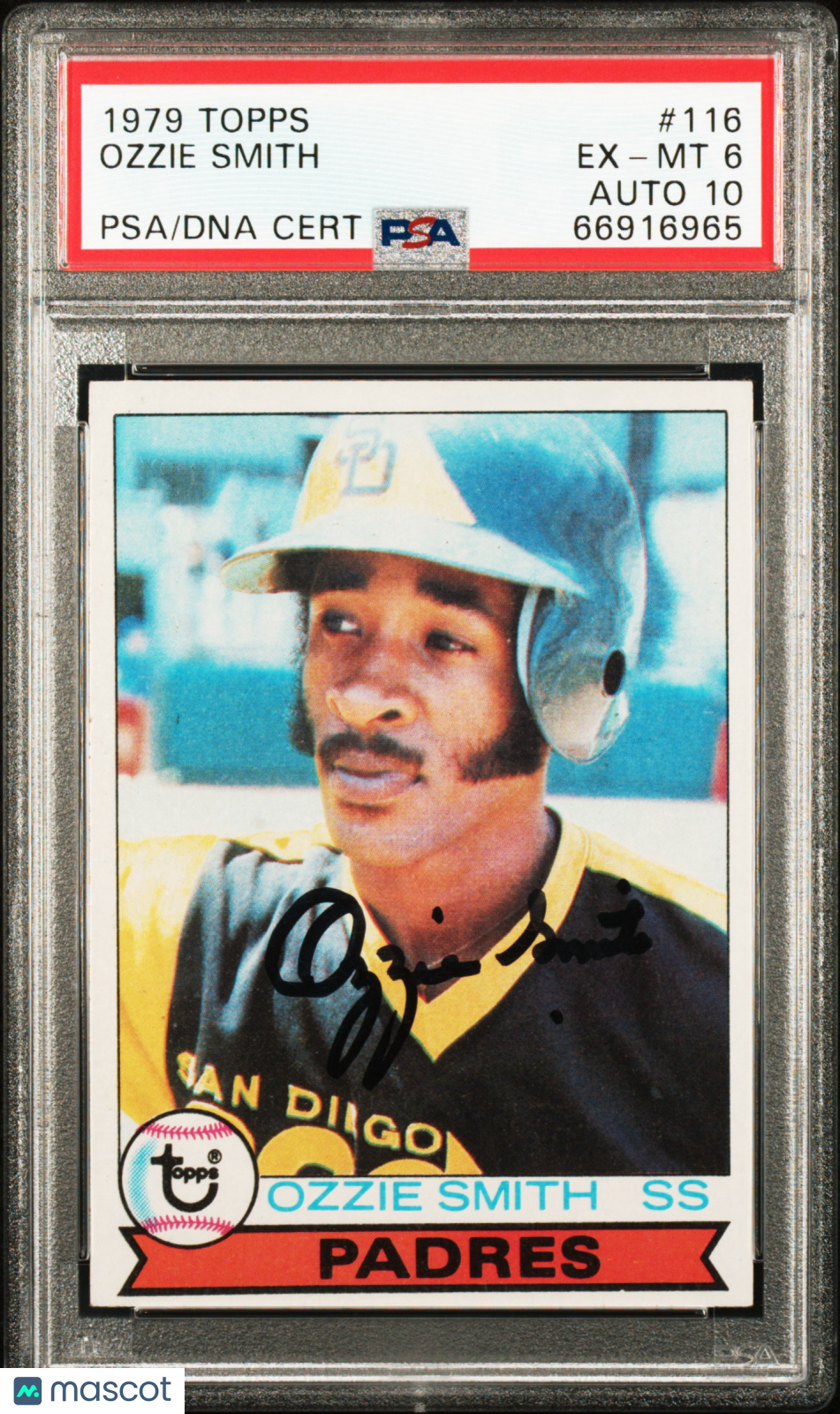 1979 Topps Ozzie Smith #116 PSA 6 Auto 10