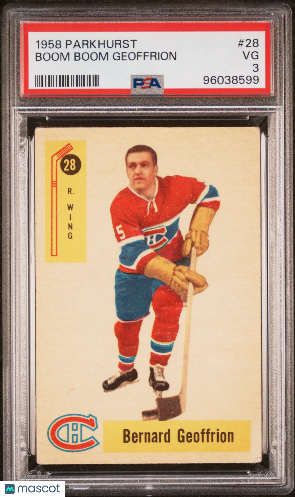 1958 Parkhurst Boom Boom Geoffrion #28 PSA 3