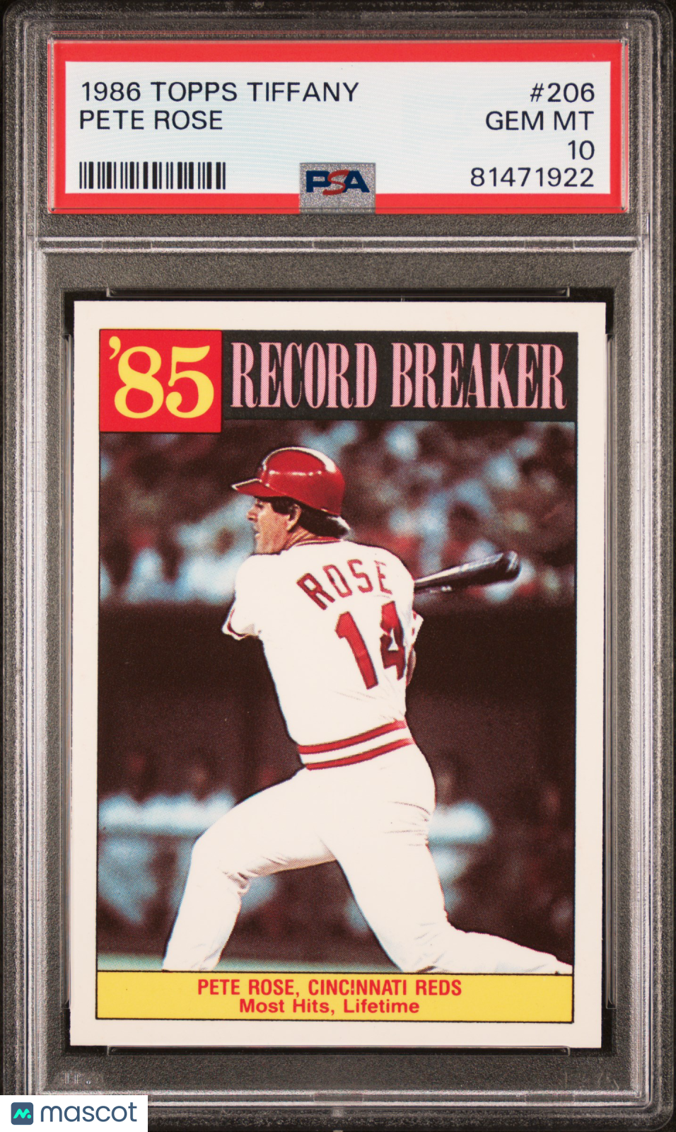 1986 Topps Tiffany Pete Rose #206 PSA 10