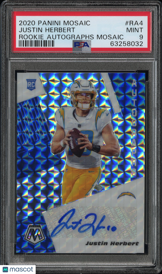 2020 Panini Mosaic Rookie Autographs Mosaic Justin Herbert #RA4 PSA 9