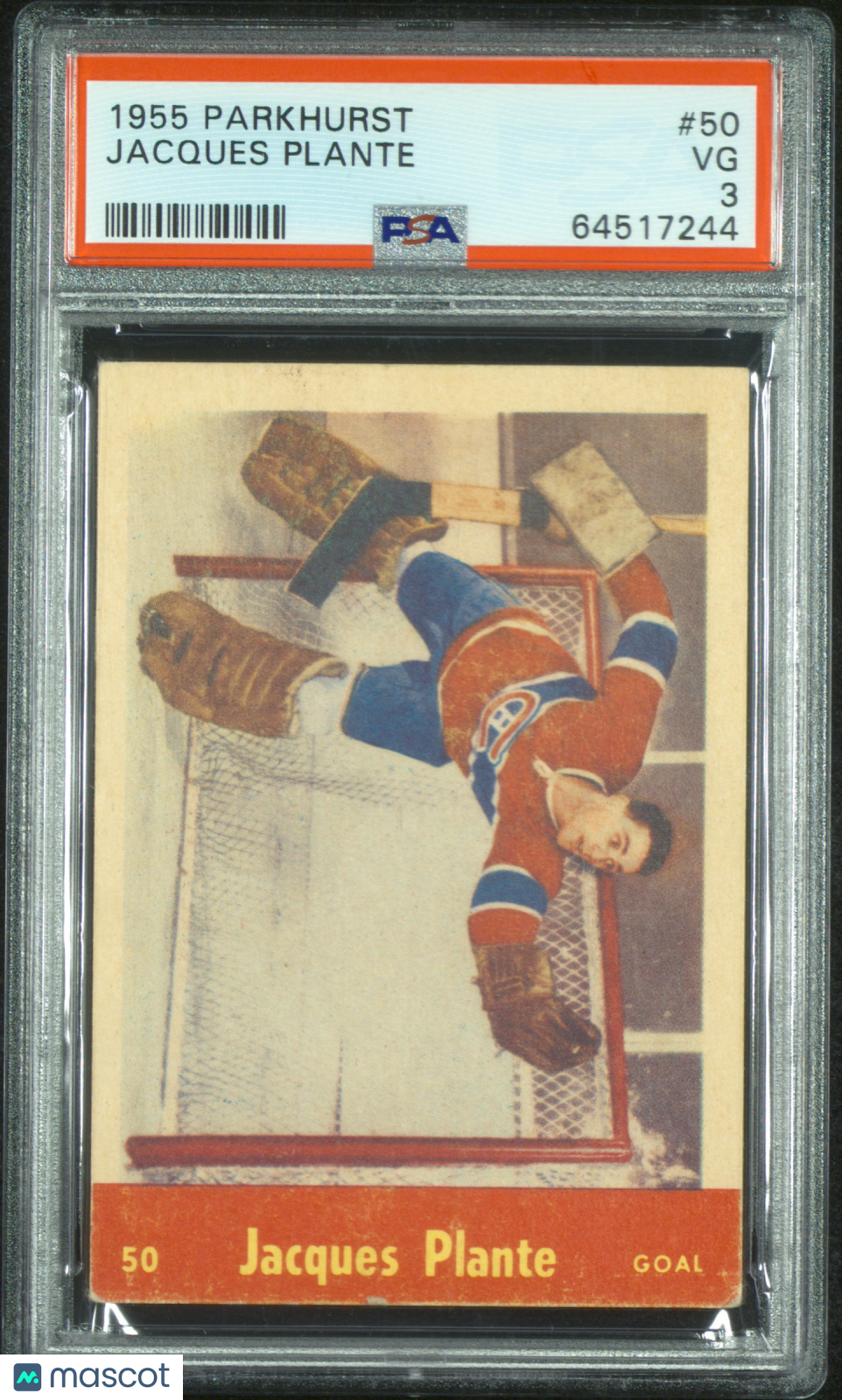 1955 Parkhurst Jacques Plante #50 PSA 3