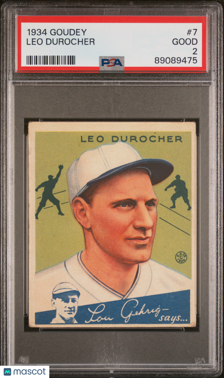 1934 Goudey Leo Durocher #7 PSA 2