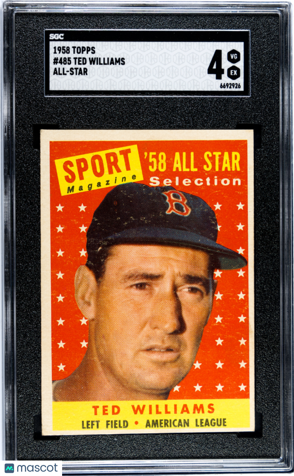 1958 Topps Ted Williams #485 All Star SGC 4