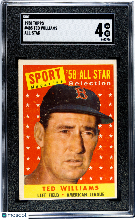 1958 Topps Ted Williams #485 All Star SGC 4