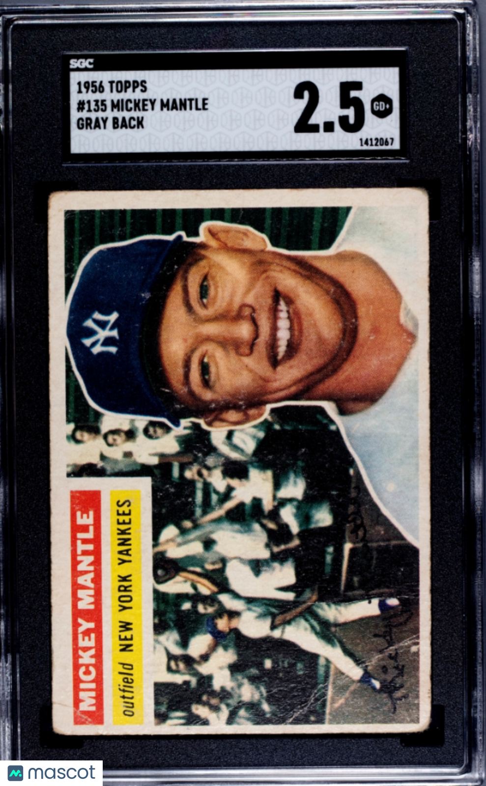 1956 Topps Mickey Mantle #135 Gray Back SGC 2.5
