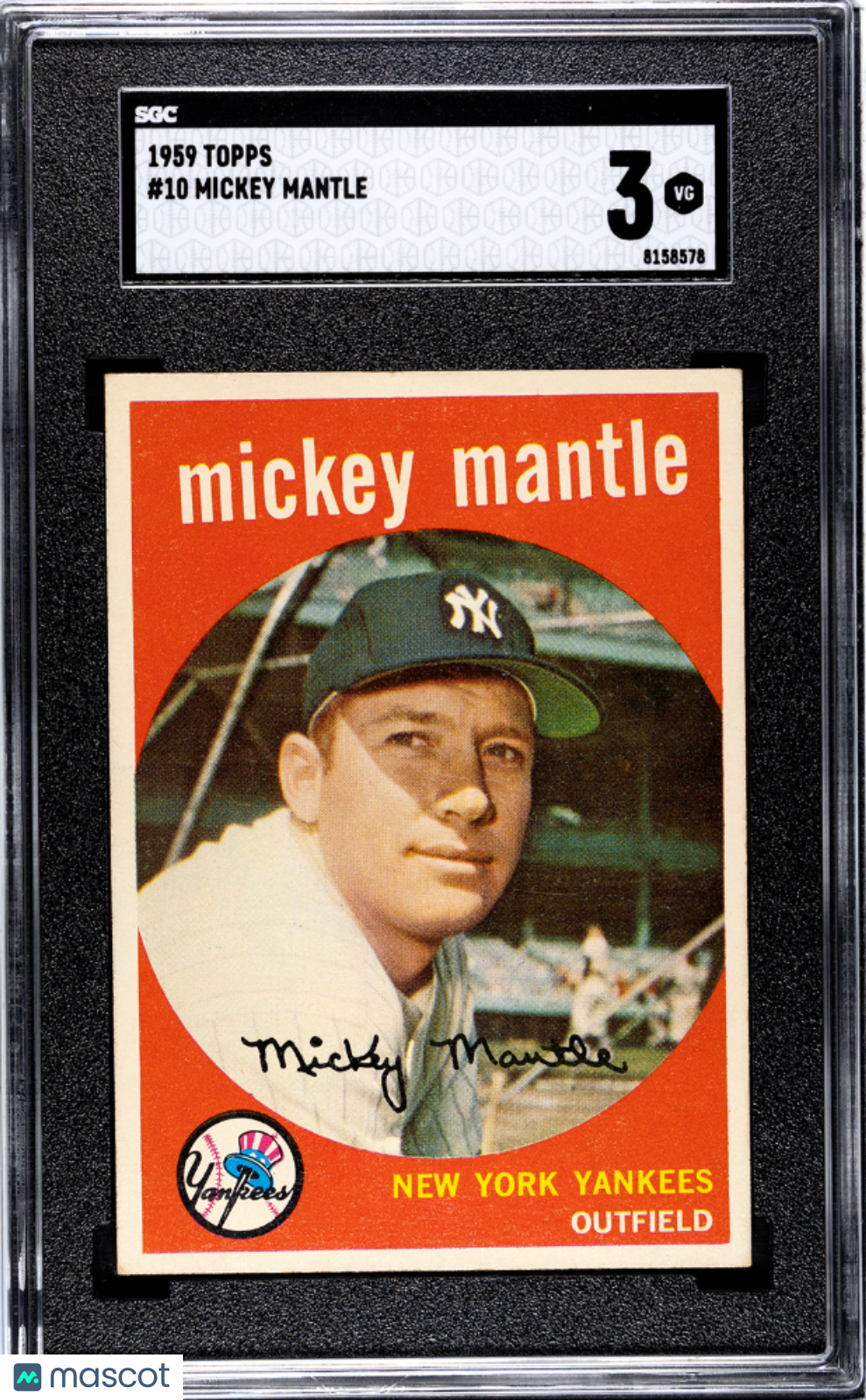 1959 Topps Mickey Mantle #10 SGC 3