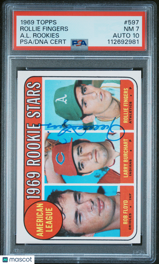 1969 Topps A. L. Rookies #597 A. L. Rookies PSA 7 Auto 10