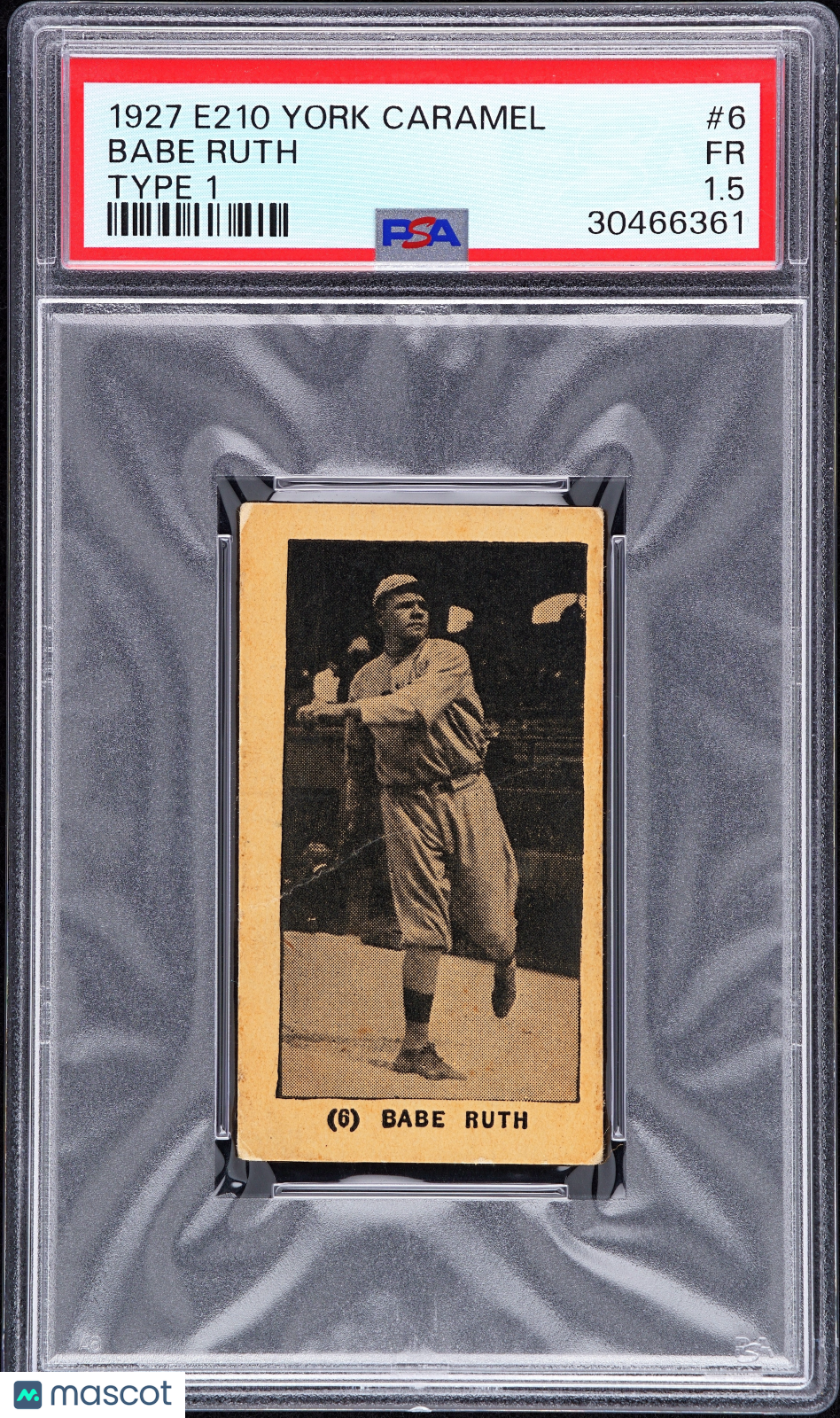 1927 E210 York Caramel Type 1 Babe Ruth #6 PSA 1.5