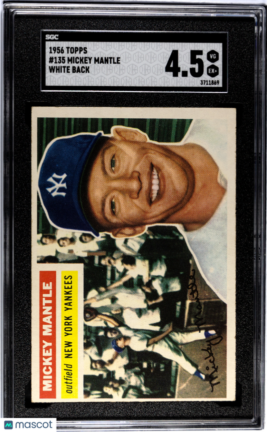 1956 Topps Mickey Mantle #135 White Back SGC 4.5