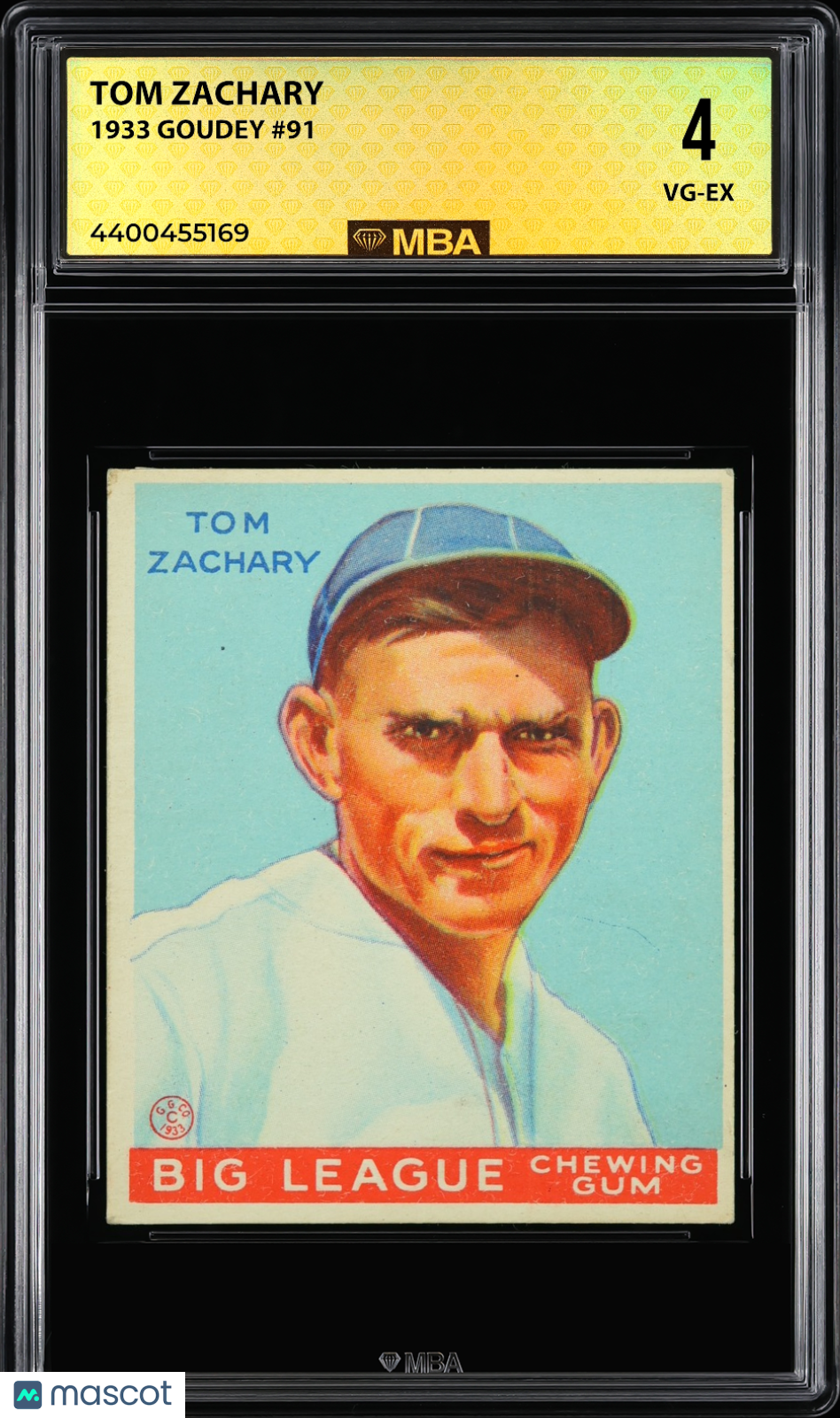 1933 Goudey Tom Zachary #91 MBA 4